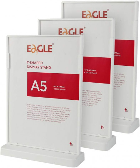 Set de 3 suporturi de meniu pentru restaurant Eagle, acril, transparent, 23.6 x 16 x 5.3 cm
