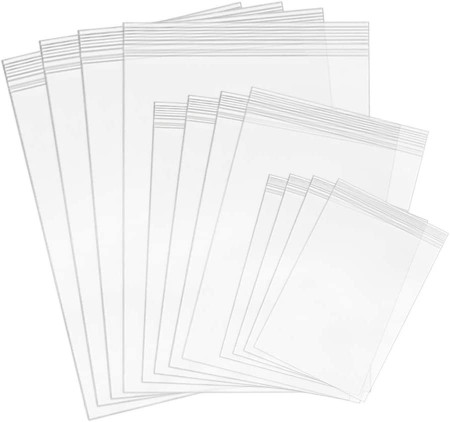 Set de 300 pungi mici cu fermoar HRX, plastic, transparent, 9 x13 cm / 7,4 x 4,9 cm / 10 x 7 cm - Img 1