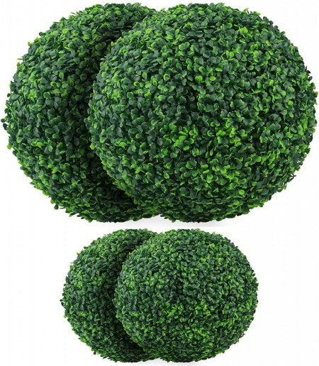 Set de 4 decoratiuni tip tufis Uyoyous, plastic, verde, 23/48 cm - Img 1