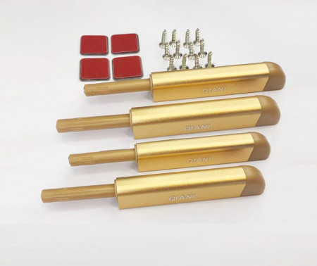 Set de 4 inchizatoare pentru dulap Qiani, metal auriu, 13 x 8 x 4,5 cm