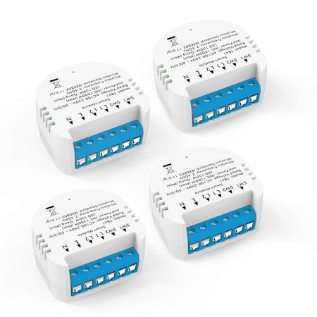 Set de 4 module inteligente de comutare a luminii Milfra, metal/PC, alb/albastru, 4,30 x 4,03 x 2,25 cm