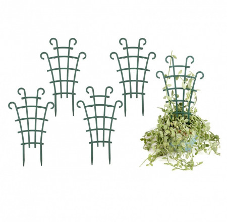 Set de 4 suporturi pentru plante YeahBoom, plastic, verde, 15,5 x 26 cm