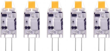 Set de 5 becuri Terarrell LED COB G4, AC/DC 12V, 1.2W echivalent cu 12W, alb cald, 3000K, 120 lumeni - Img 1