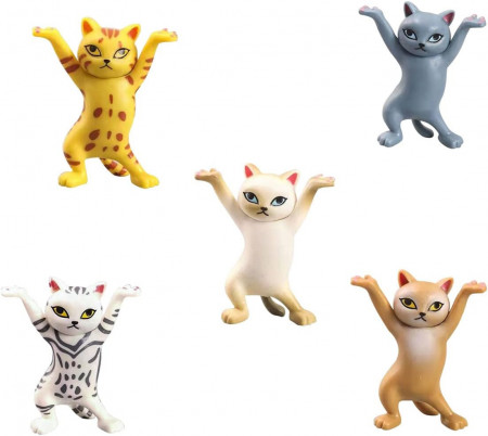 Set de 5 figurine suport pentru stilou N\A, PVC, multicolor, model pisica, 5,3 cm