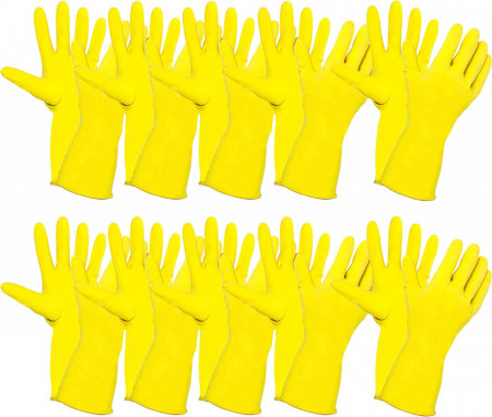 Set de 5 perechi de manusi pentru curatenie Selldorado, cauciuc, galben, XL