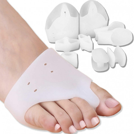 Set de 5 perechi de separatoare pentru degete la picioare Glamza, silicon, alb