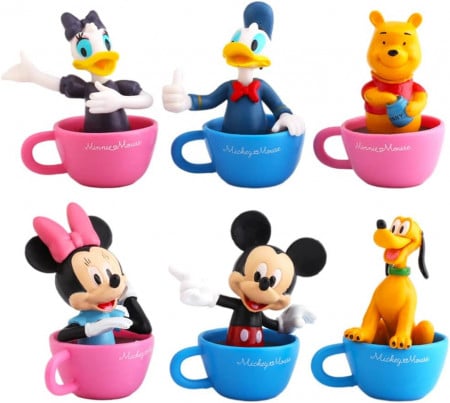 Set de 6 figurine Mickey pentru decorare tort BESTZY, PVC, multicolor, 11 cm