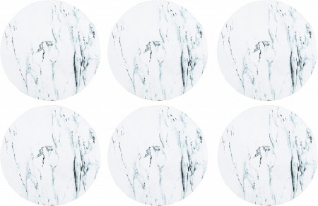 Set de 6 suporturi decorative pentru bauturi GE&BE, sticla, alb, 9 cm