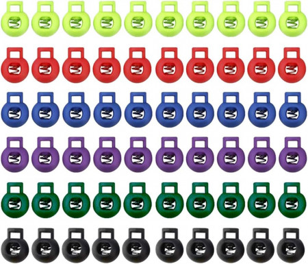 Set de 60 incuietori pentru saci cu snur HDmirrorR, polipropilena, multicolor, 1,7 x 2,2 cm