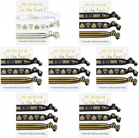 Set de 7 pachete pentru petrecerea burlacitelor JUSTOTRY, hartie/textil, alb/negru/auriu, 20,83 x 13,39 x 1,4 cm