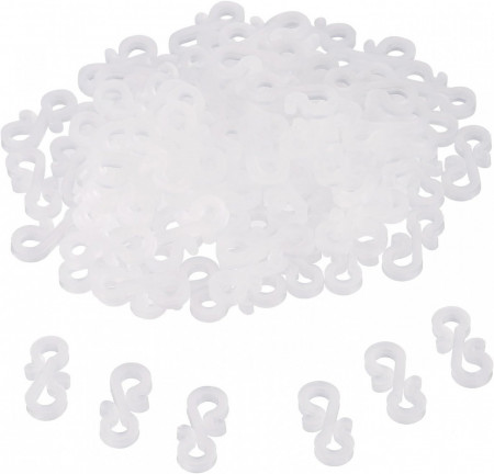 Set de 96 carlige in forma de S pentru lumini decorative, plastic, alb, 35 mm