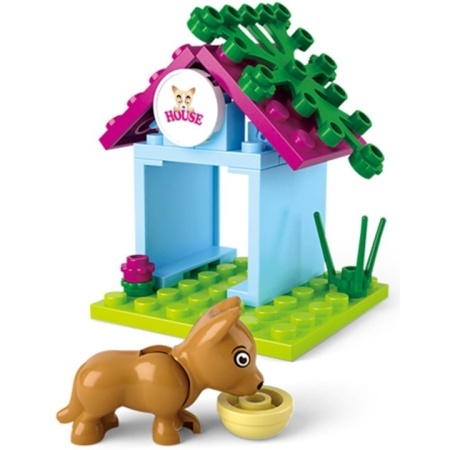 Set de constructie, CASUTA CAINELUI, Sluban, ABS, 18 piese, Multicolor, 6 ani+