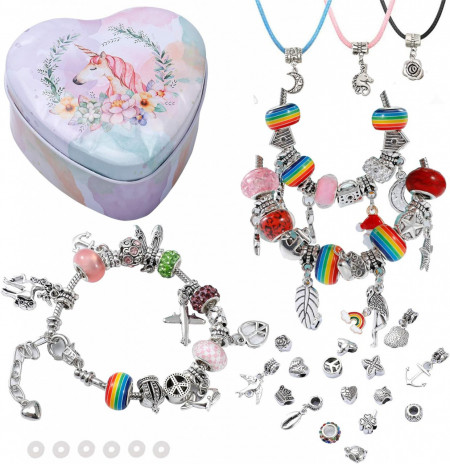 Set de creatie bijuterii cu cutie de depozitare Lzfitpot, metal/cauciuc, multicolor, 70 piese
