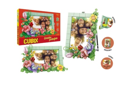 Set educativ de constructie, Rama Foto, Globo Cubix, cu flori pe rama, orientabila pentru landscape sau portret, dimensiune poza 15 x 10.5 cm, 336 piese, +7 ani