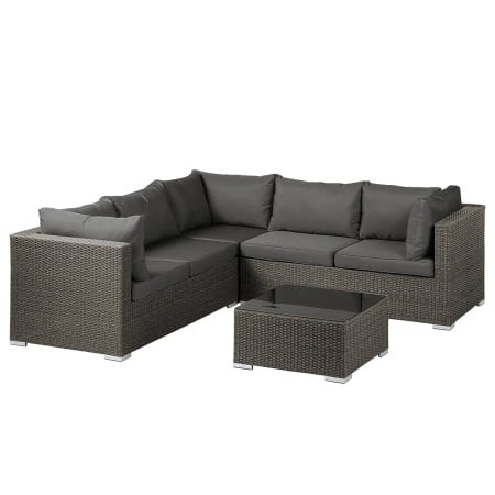 Set lounge pentru gradina Paradise, poliratan/aluminiu/poliester, gri, 4 piese