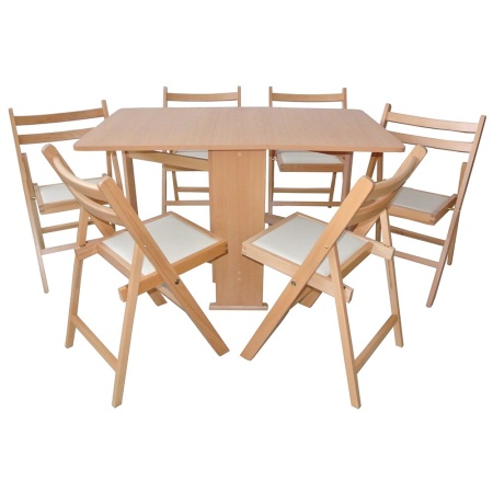 Set masa pliabila PRACTIC 6 scaune, fag