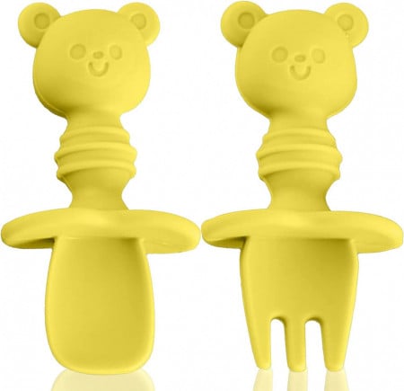 Set tacamuri pentru bebelusi XOPOZON, silicon, galben, 8.3 x 2.5 cm, 2 piese