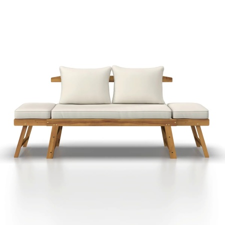 Șezlong de grădină modular Pia gri închis salcâm/material textil exterior