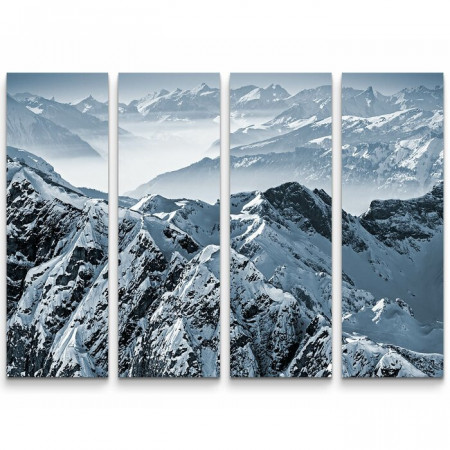 Tablou „Alpii Elvetieni”, alb/negru, 90 x 130 cm - Img 1