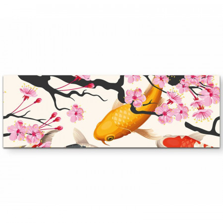 Tablou Koi, multicolor, 120 x 40 cm - Img 1