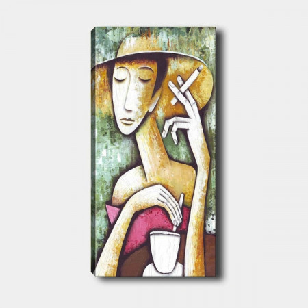 Tablou Three Posts, panza/lemn, multicolor, 50 x 120 cm