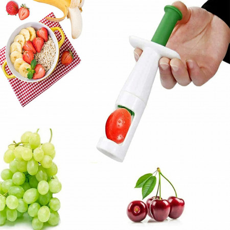 Taietor de fructe/legume pentru salata, verde/alb, otel inoxidabil/plastic, 20 x 7.5 x 7 cm - Img 1