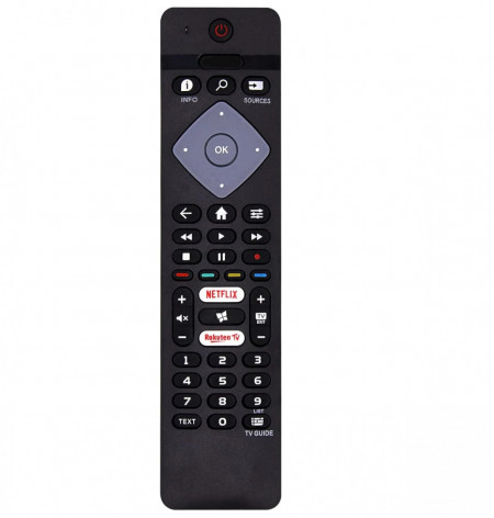 Telecomanda TV Philips Ambilight 4K Myhgrc, plastic, negru, 19,7 x 1,8 x 4,8 cm