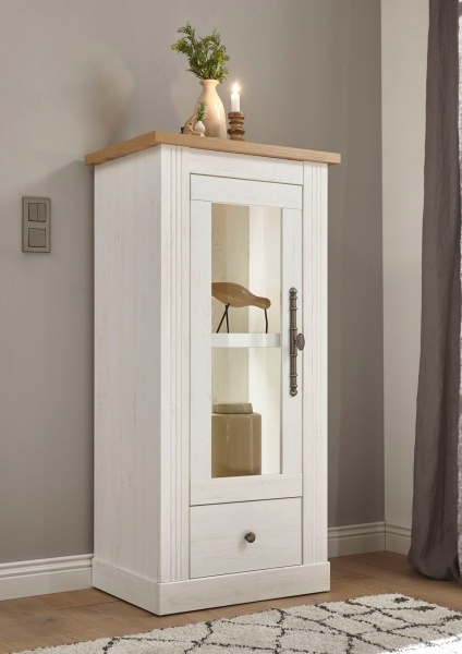 Vitrina joasa Westmister, Alb-Natur, 58 cm latime