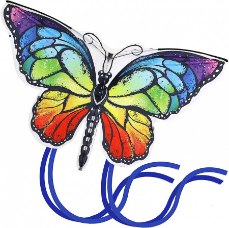 Zmeu in forma de fluture pentru copii ZaxiDeel, textil, multicolor, 80 x 116 cm