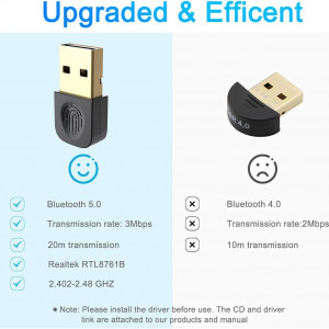 Adaptor dongle Eletrand, Bluetooth 5.0, metal/plastic, negru/auriu - Img 2