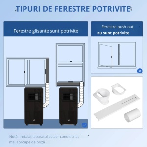 Aer conditionat portabil, ABS/otel, 33x28x70.4 cm, 950W/9000BTU, 5 moduri/3 viteze, dezumidificare 24L/zi, acoperire 12-33m², agent R32, ≤53dB, cablu 1.8m, telecomanda inclusa, negru - Verificat A · Re-Bloom - Img 4