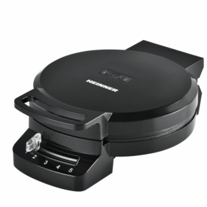 Aparat de facut gofre Heinner HWF-F1200BK, Putere 1200W, Termostat ajustabil, Depozitare verticala, Negru