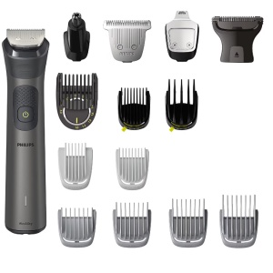 Aparat de tuns barba & parul de pe cap si corp 15in1 Philips Multigroom All in One MG7940/15, autonomie 120 min, 22 setari de lungime: 0,5-16 mm All-in-One, 3 capete trimmer specializate (detalii, nas, corp), husa, 100% waterproof, Resigilat, Grad A