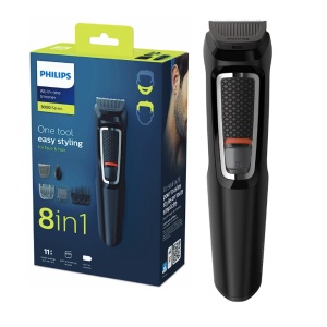Aparat de tuns barba si parul 8 in 1 PHILIPS MG3730/15, Lame cu ascutire automata, Acumulator, 2 piepteni pentru aspect nebarbierit, 1 pieptane ajustabil pentru barba, 3 piepteni pentru par, Negru, Resigilat, Grad A - Img 3