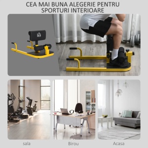 Aparat fitness pentru genoflexiuni, otel/EVA, negru/galben, 50 x 97 x 44,5-56,5 cm, Resigilat, Grad A - Img 4
