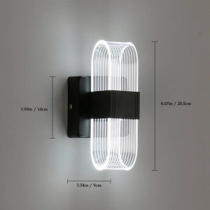 Aplica de perete Nanticoke, LED, metal/acril, negru, 20,5 x 8 x 10 cm