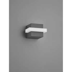 Aplica de perete pentru exterior Hanzhe, LED, aluminiu/acril, gri antracit/alb, 10 x 14 cm