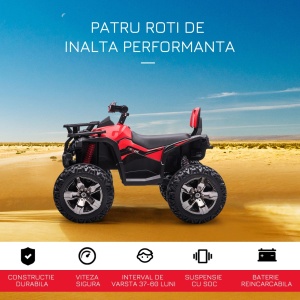 ATV electric copii Re-Bloom, 12V 10AH, metal/PP, 100x65x73 cm, faruri+pedale, 3-8 km/h, autonomie 45 min, varsta 3-5 ani, 30 kg, rosu/negru - Verificat A · Re-Bloom - Img 6