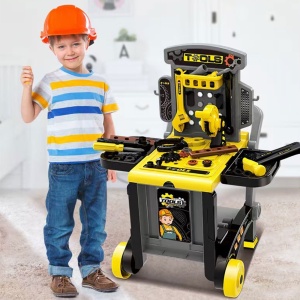 Banc de lucru jucarie Rovo 928, cu unelte si accesorii, 45 piese - Img 7