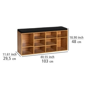 Banca cu spatiu de depozitare Wenko, MDF/panza, maro/negru, 48 x 103 x 29,5 cm