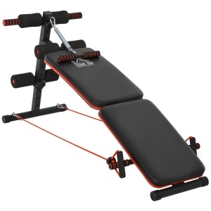 Banca Sit-Up pentru fitness Re-Bloom, reglabila/pliabila, otel/EVA/PVC, negru/rosu, 47 x 142 x 50-66 cm, Resigilat, Grad A