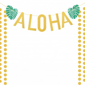 Banner hawaiian ZERHOK, hartie/textil, verde/auriu, 274 cm