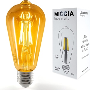 Bec Miccia, LED, sticla/metal, alb cald, E27, 3,4 W