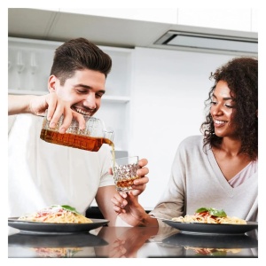 Belle Vous set decantor + 4 pahare whisky, sticla gravata model diamant, decantor 500ml + pahare 4x260ml, dop etans, compatibil masina de spalat vase - Verificat A · Re-Bloom - Img 2