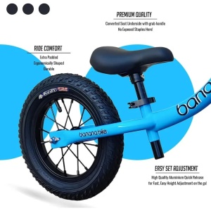 Bicicleta fara pedale Balance Bike, banana bike, 12 inch, varsta 2-5 ani, cadru din aluminiu, albastru, Resigilat, Grad B - Img 2