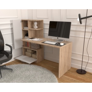 Birou Atelier Dakota, dimensiuni 150x59x120cm, culoare sonoma/alb, 2 usi - Img 2