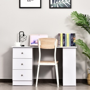 Birou cu sertare si rafturi Re-Bloom, MDF/metal, alb, 120 x 49 x 72 cm, Resigilat, Grad A - Img 4