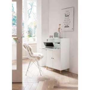 Birou secretaire Serie 500, PAL, alb/natur, 65 x 102 x 39 cm