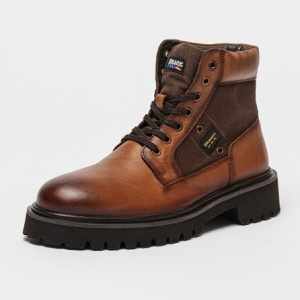 Blauer, Ghete de piele cu insertii textile Buxton, Maro cognac, 44, Resigilat, Grad A