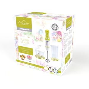 Blender de mana Heinner Charm HB-600GR, Putere 600W, 5 viteze, Functie Turbo, Tel, Tocator, Alb/Verde - Img 2